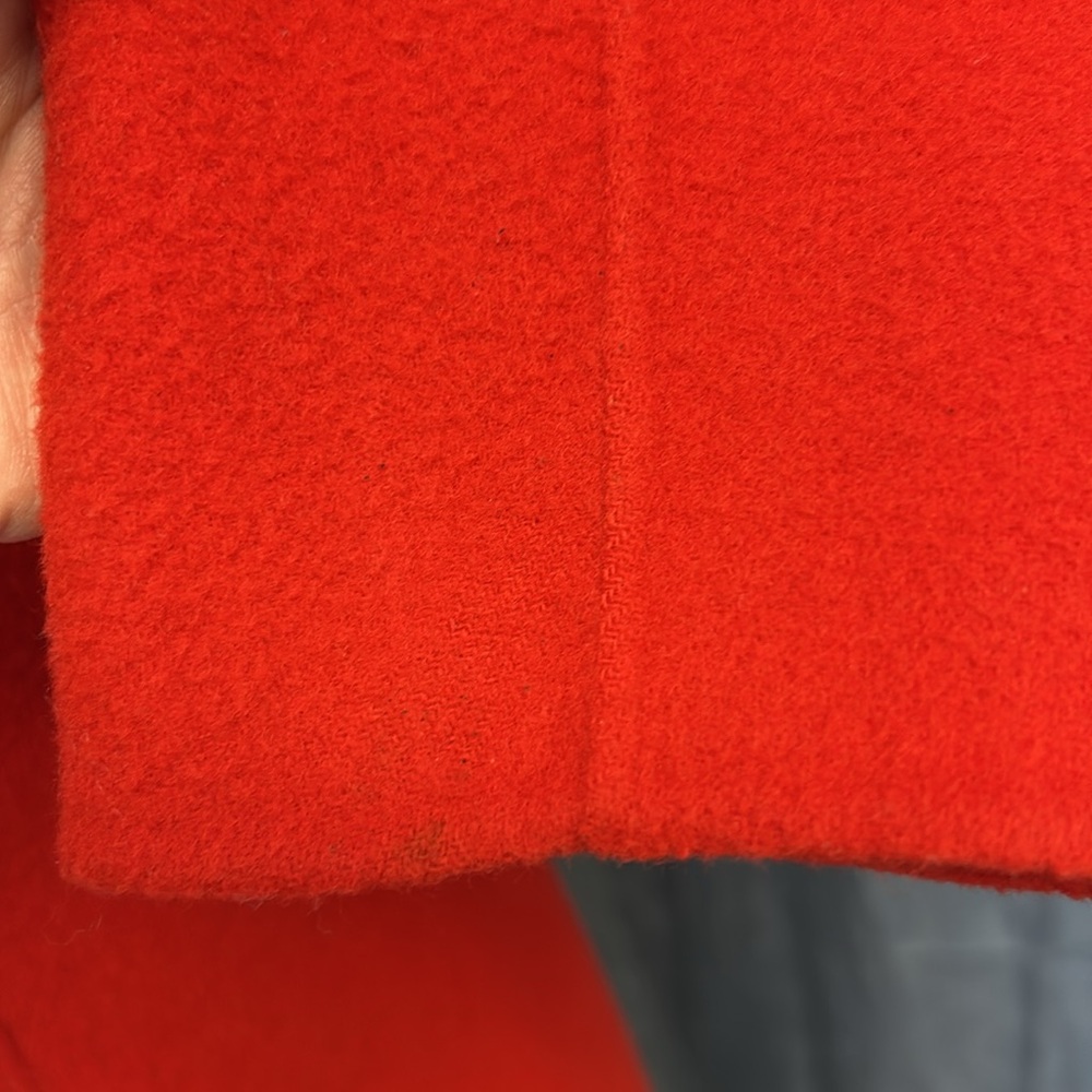 AK Anne Klein Red Woolโ Blend Open Front Blazer Pockets Thick Festive Holiday L - Picture 16 of 17
